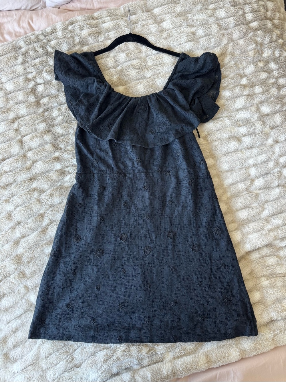 Free People Girl Crush Lace Mini Dress in black